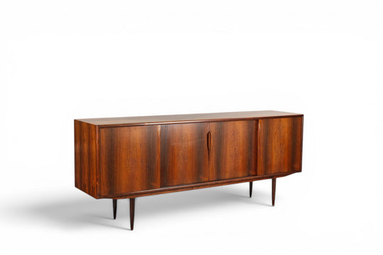 AXEL CHRISTENSEN 1950S ROSEWOOD LOW SIDEBOARD WITH SLIDING DOORS