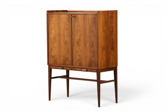 1960S ROSEWOOD CABINET WITH SLIDING DOORS + PULL-OUT SLIDES