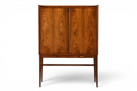 Rosewood cabinet sliding doors partially open - 1960s Swedish mid century modern