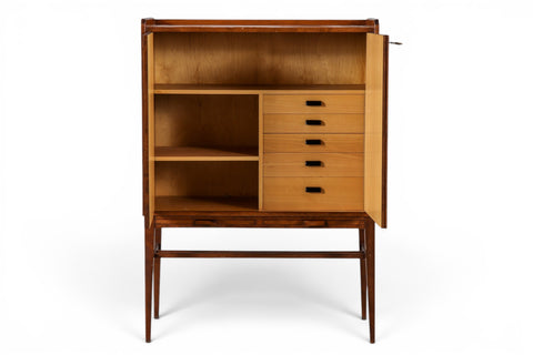 Rosewood cabinet angled view showing grain - 1960s Swedish mid century modern