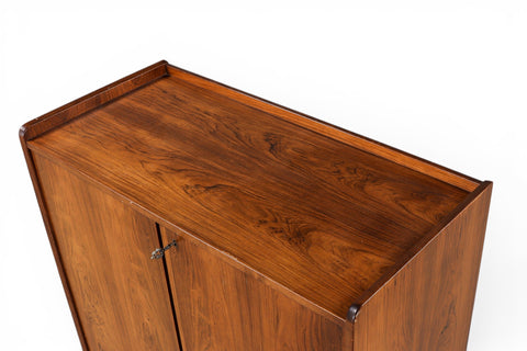 Rosewood cabinet interior with pull-out slides extended - 1960s Swedish mid century modern