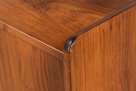 Rosewood cabinet pull-out slide close-up - 1960s Swedish mid century modern