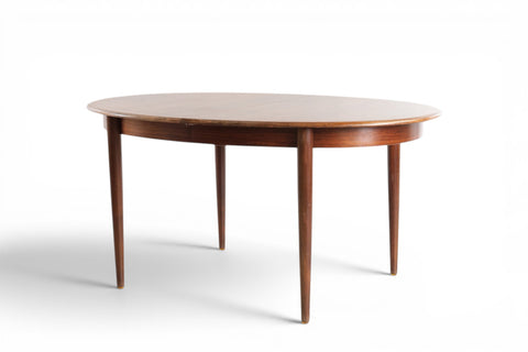 Oval rosewood dining table closed front view - 1960s Danish mid century modern