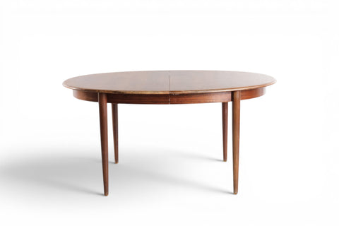 Oval rosewood dining table angled view - 1960s Danish mid century modern