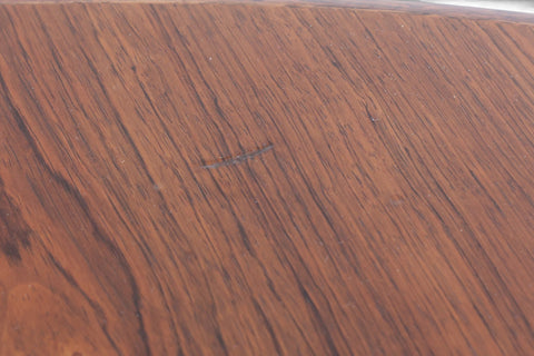 Oval rosewood dining table top surface grain detail - 1960s Danish mid century modern