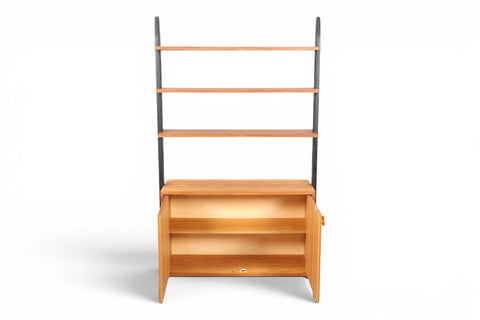 Teak bookcase full room setting view - 1950s Swedish mid century modern