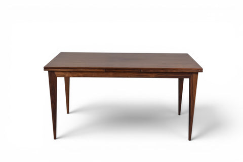 Niels Otto Møller rosewood dining table angled view - 1960s Danish mid century modern