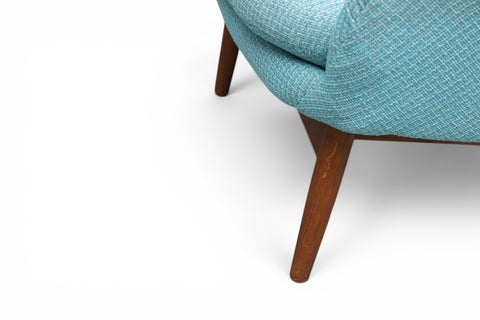Kurt Østervig attributed teak armchair upholstery close-up - 1950s Danish mid century modern
