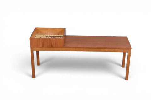 Swedish teak telephone bench side profile and legs - 1950s-60s mid century modern