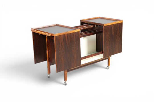 EXPANDABLE ROSEWOOD BAR CART BY NIELS ERIK GLASDAM JENSEN