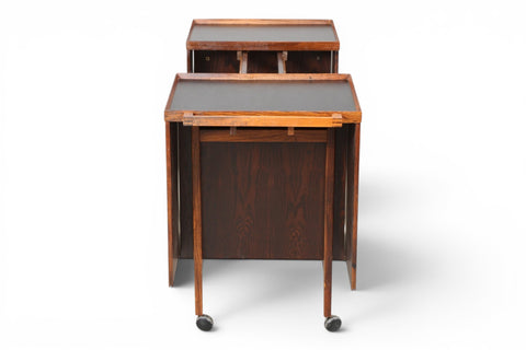 Niels Erik Glasdam Jensen rosewood bar cart angled view - 1960s Danish mid century modern