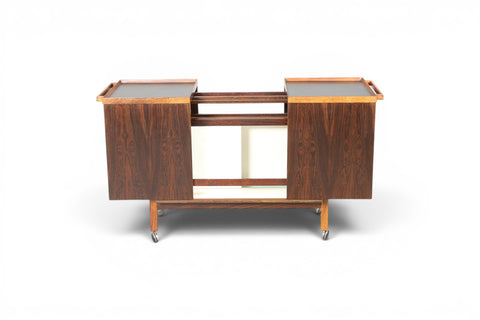 Niels Erik Glasdam Jensen rosewood bar cart caster wheel detail - 1960s Danish mid century modern