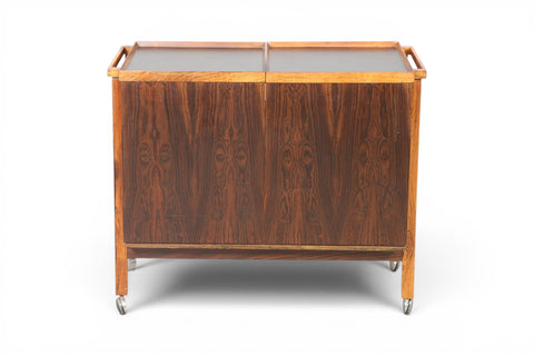Niels Erik Glasdam Jensen rosewood bar cart top surface grain - 1960s Danish mid century modern