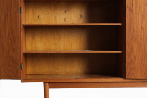 Teak sideboard drawers open - 1960s Danish mid century modern