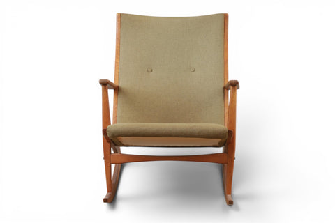 Model 97 rocking chair seat upholstery detail - mid century modern Danish