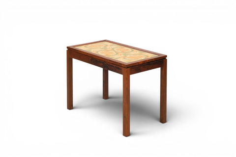 Danish modern rosewood side table tile detail - 1960s-70s Danish mid century modern