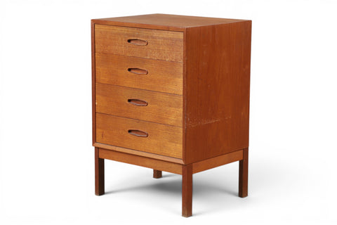 Front view of Nils Jonsson Domi 4 teak chest - mid-20th century Swedish modern