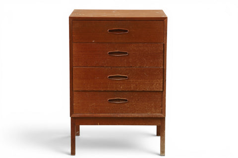 Side angle of teak four-drawer chest, second example - mid-20th century Swedish modern