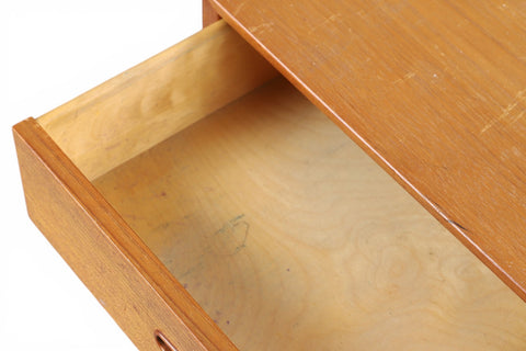 Drawer pulls and front detail of Domi 4 chest - mid-20th century Swedish modern