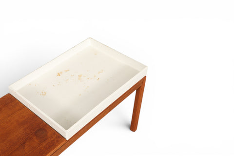 Top surface of teak bench plant stand - mid century Swedish modern