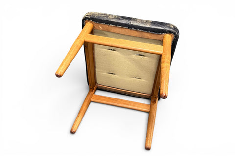 Detail of leather wear and natural patina - 1960s teak leather