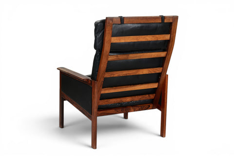 Rosewood frame detail of armchair - 1950s-60s Danish rosewood leather