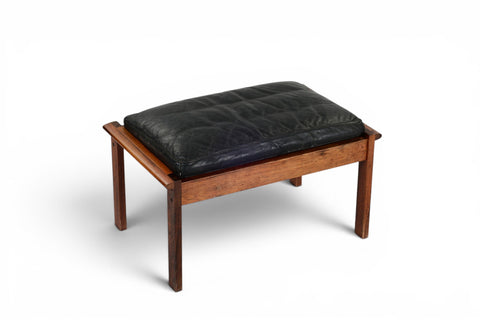 Close-up of leather seat cushion - 1950s-60s Danish rosewood leather