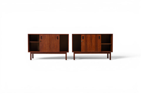 Pair of low 1960s Danish credenzas in rosewood, front view