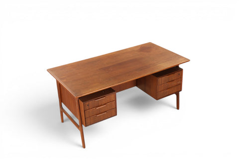 Rear view of Gunni Omann teak writing desk — 1950s Danish modern