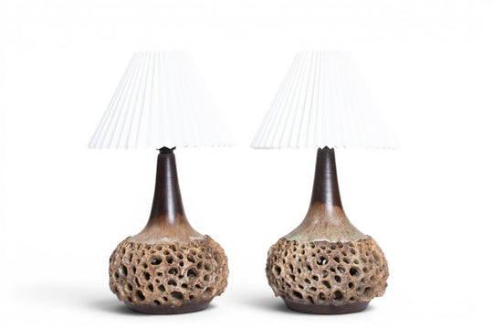 PAIR OF JUDITH AND IVER CHRISTENSEN CERAMIC TABLE LAMPS