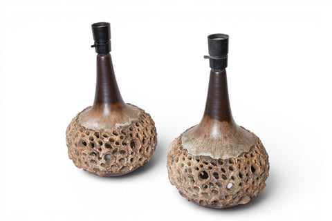 Close-up of hand-thrown ceramic glaze detail — 1960s-70s Danish modern