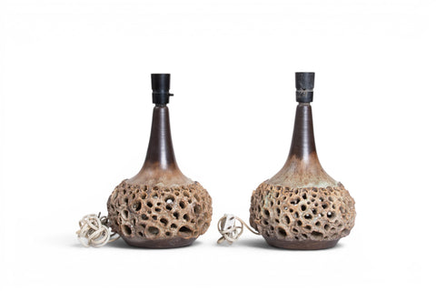 Single Judi Kunst ceramic table lamp with shade — 1960s-70s Danish modern