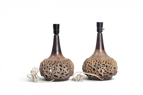 Underside detail of ceramic lamp base — 1960s-70s Danish modern