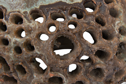 Close-up of chip to ceramic surface — 1960s-70s Danish modern