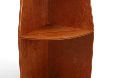Additional side angle of tapered teak corner shelf — 1950s-60s Danish modern