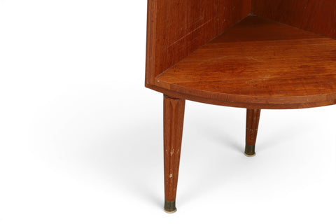 Detail of teak grain and shelf tiers — 1950s-60s Danish modern