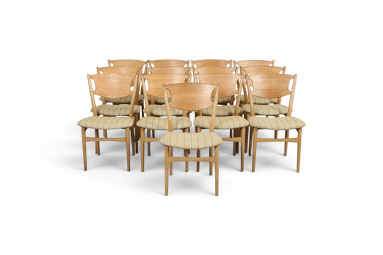 SET OF 13 HELGE SIBAST DINING CHAIRS IN SOLID OAK