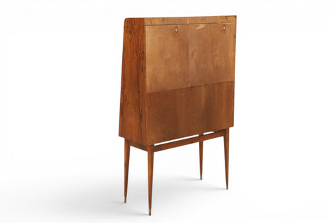 Close-up of rosewood grain on Svante Skogh secretary cabinet — 1950s Swedish modern