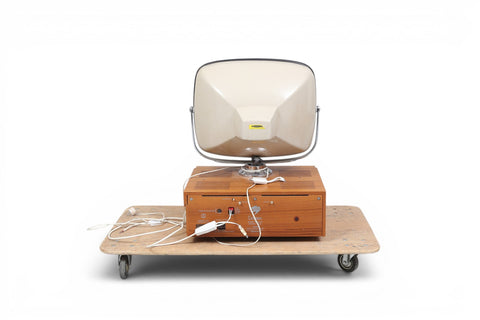 Top view of Skantic Cosmos teak television — 1960s Danish modern