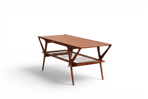 Top view of Danish teak coffee table surface — 1950s Scandinavian modern