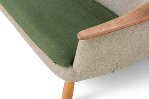Side view of Henry Schubell & Arnold Madsen freestanding sofa — 1950s Danish modern
