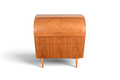 Vintage Egon Östergaard curved top teak secretary desk, 1960s, view 4