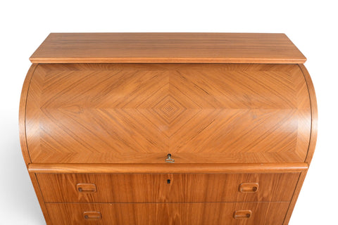 Vintage Egon Östergaard curved top teak secretary desk, 1960s, view 5