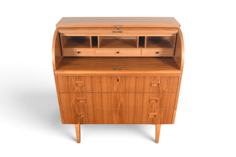 Vintage Egon Östergaard curved top teak secretary desk, 1960s, view 6