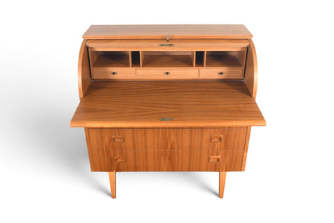 Vintage Egon Östergaard curved top teak secretary desk, 1960s, view 7