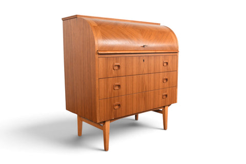 Vintage Egon Östergaard curved top teak secretary desk, 1960s, view 11