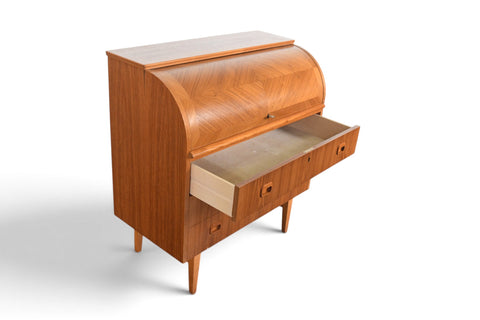 Vintage Egon Östergaard curved top teak secretary desk, 1960s, view 12
