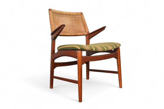 E KNUDSEN MODEL 48 ARMCHAIR IN TEAK + CANE