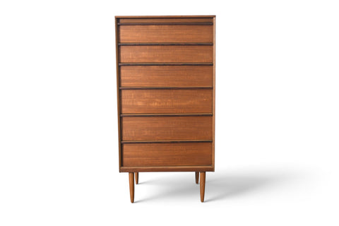 Vintage Austinsuite narrow teak and rosewood highboy dresser, 1960s, view 1