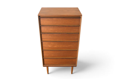 Vintage Austinsuite narrow teak and rosewood highboy dresser, 1960s, view 2